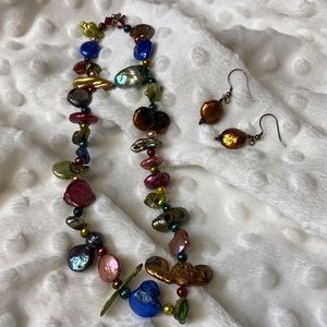 Colorful necklace and earrings
